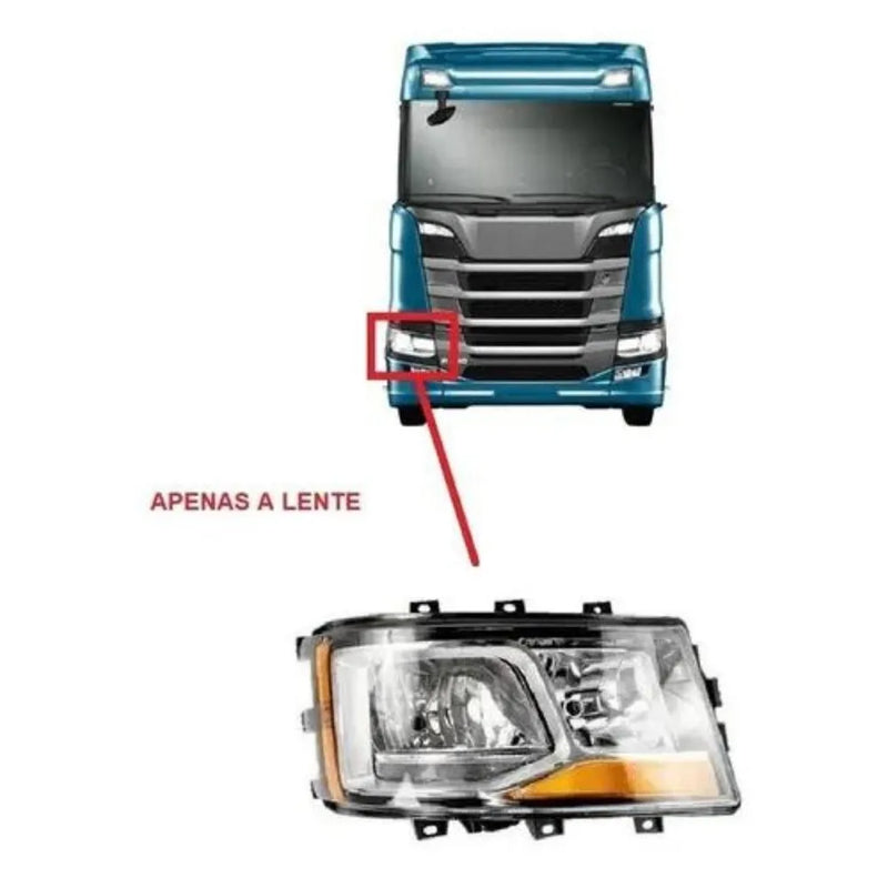 Lente Farol Scania NTG 2019+ Lado Direito Original