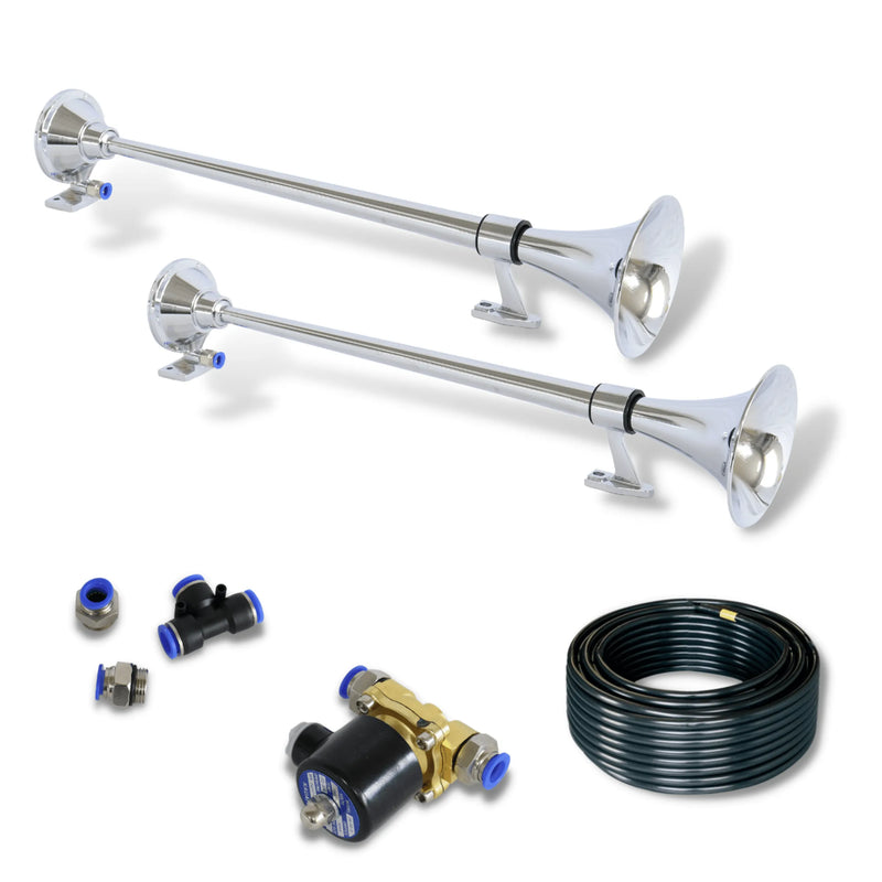 Kit Buzina Marítima 74cm com Válvula Solenoide 12mm Caminhão