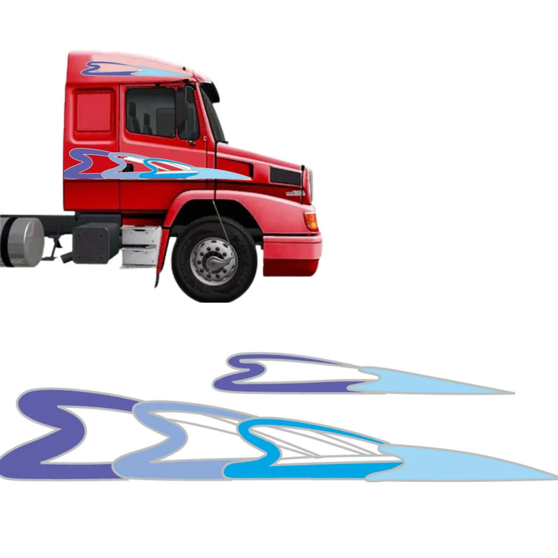 Faixa Adesivo Carreta Mercedes-Benz 1938 Azul 27 Peças