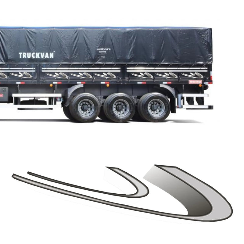 Faixa Adesiva Carreta Volvo Top Class Prata 27 Peças