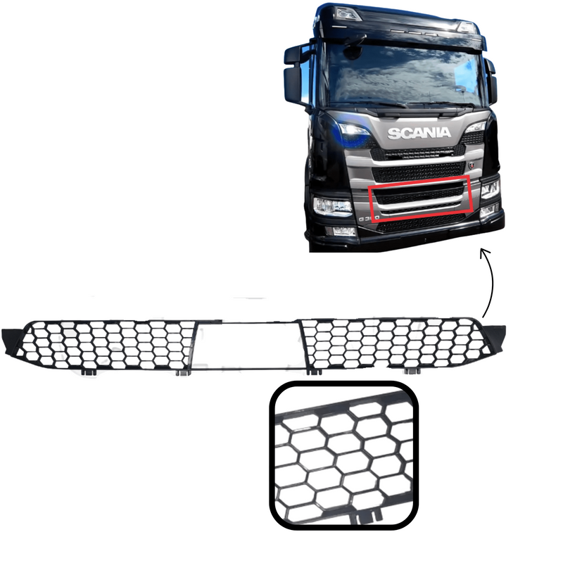 Tela Inferior Grade Scania NTG P/G/R/S 2019+ com Furo
