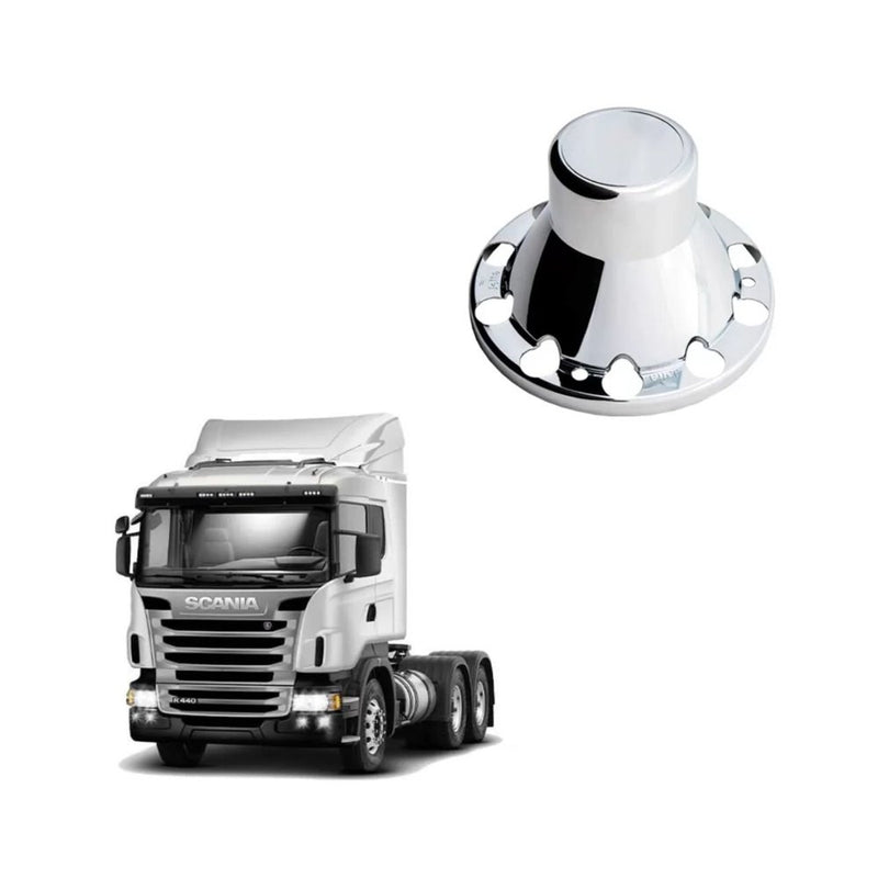 Tampa Cubo Tração Scania Cromada ABS Alta Resistência