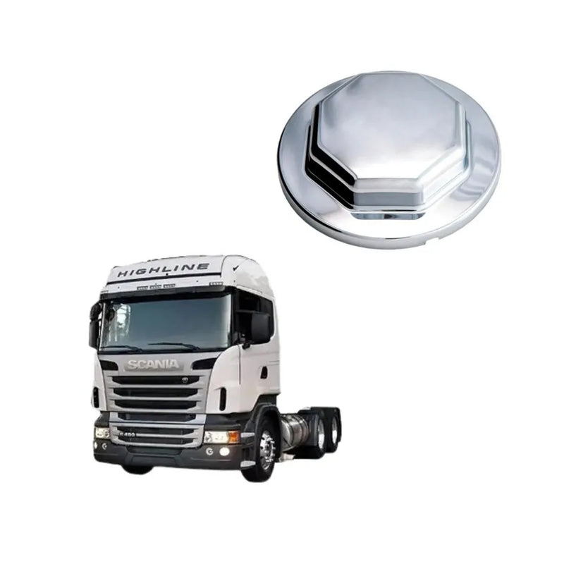 Tampa Cubo Dianteiro Grifo Scania c/ Rosca ABS Cromado