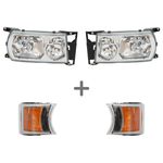 Kit Farol + Pisca Scania S4 Lente Vidro (Sem Conector)