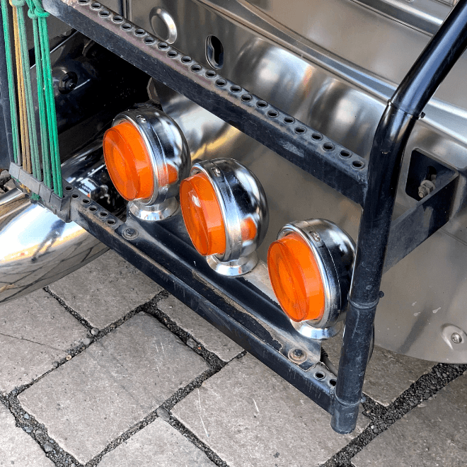 Conjunto 3 Foguinhos Cromados LED Amarelo p/ Caminhão