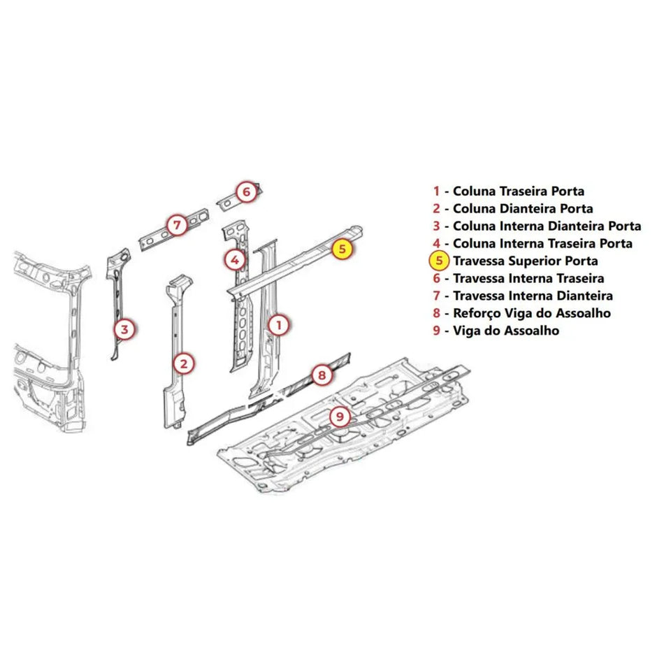 Travessa Superior Externa Porta Scania Cabine P G R Alumínio