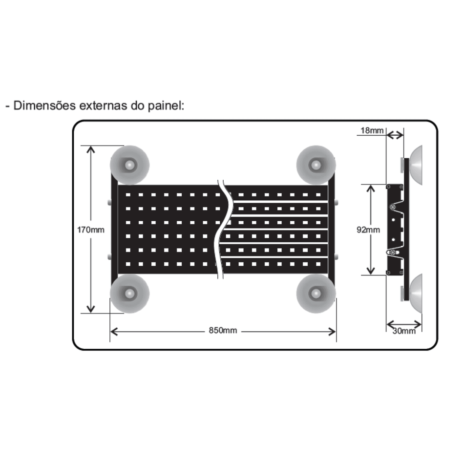 Letreiro LED 6 Linhas Climatizar Caminhão Ônibus 90cm