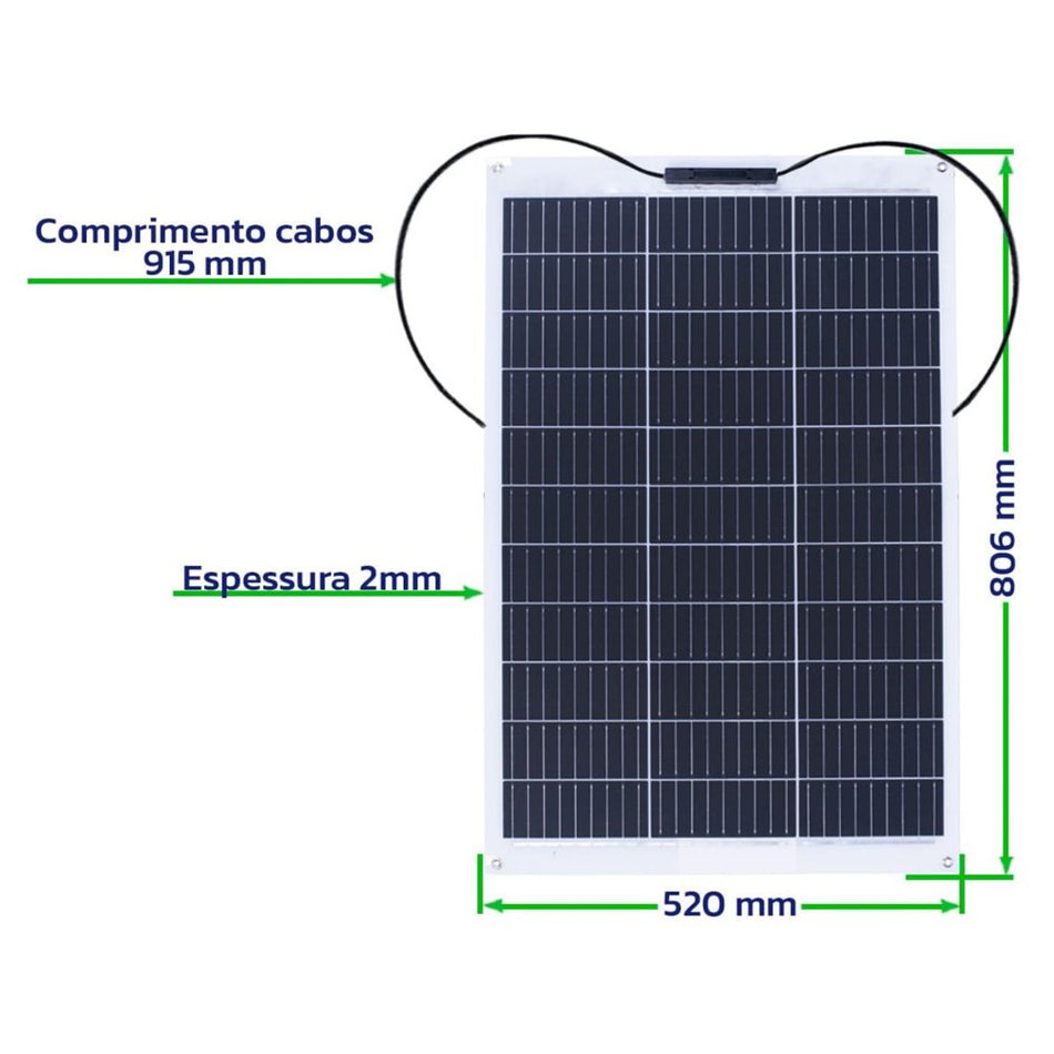 Kit Painel Solar 140W Flexível Caminhão Carreta 12V/24V