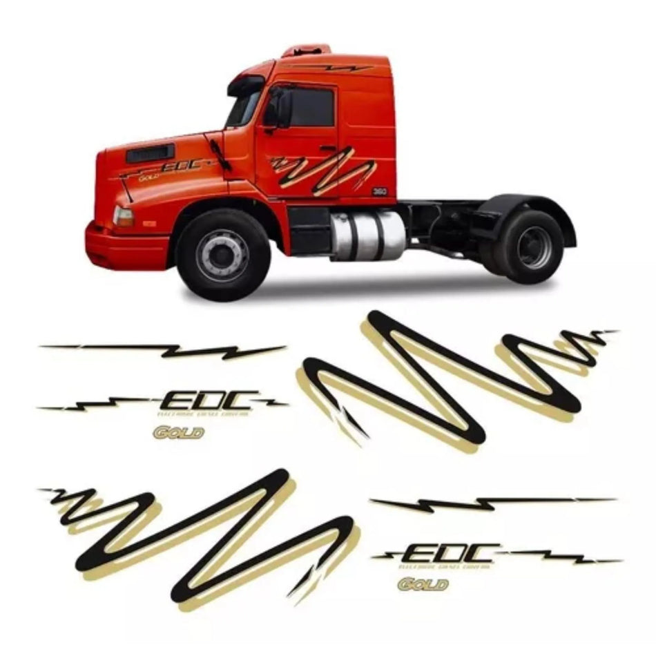 Faixa Lateral Adesivo Volvo EDC - Jogo Completo