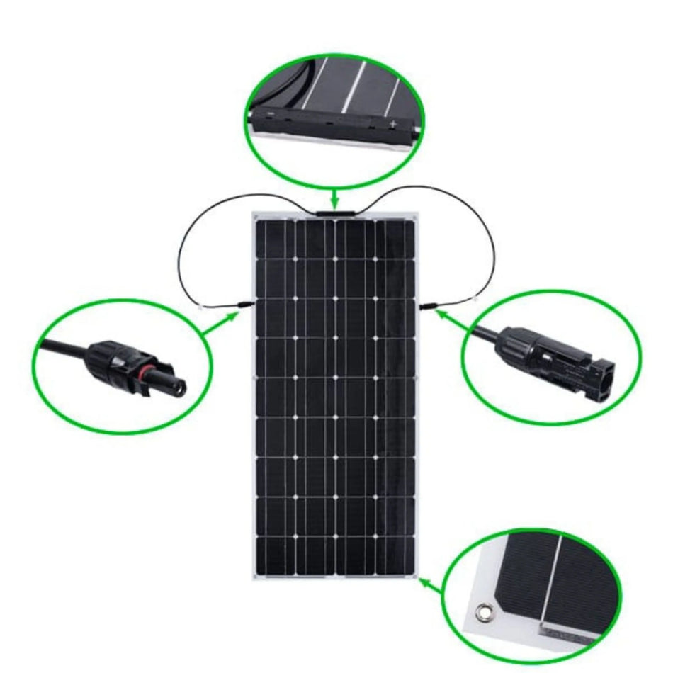 Kit Painel Solar 200W Flexível Caminhão Carreta 12V/24V