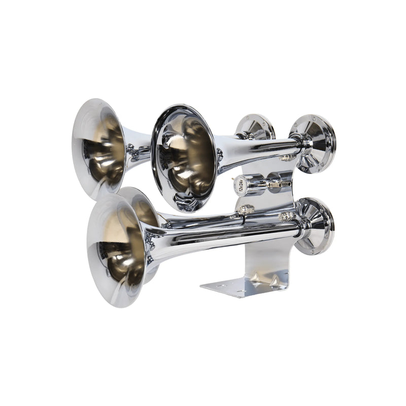 Buzina de Trem 4 Cornetas Cromadas 12/24V Caminhão