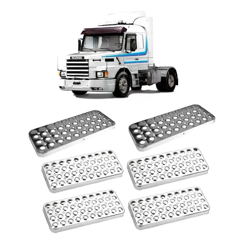 Kit Pisante Estribo Scania T 112 113 Cromado - 6 Peças