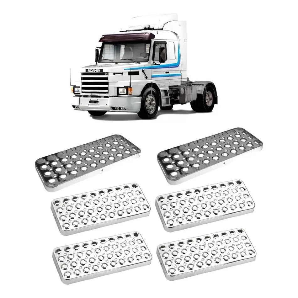 Kit Pisante Estribo Scania T 112 113 Cromado - 6 Peças