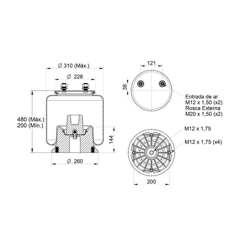 Conjunto Molas Pneumáticas Suspenção Carreta Facchini 2010+