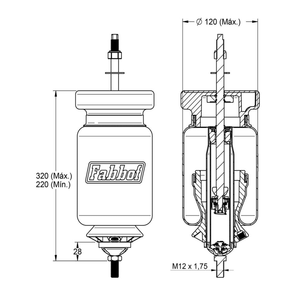 Mola Pneumática Cabine Scania S4 R até 2003 Dianteira