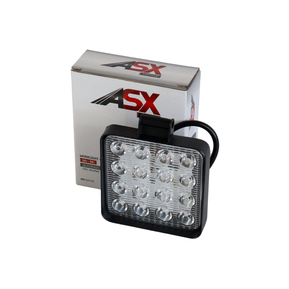 Farolete LED 48W Quadrado Caminhão Ônibus Worklight Bivolt