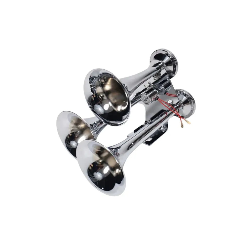 Buzina de Trem 3 Cornetas Cromadas 12/24V - Vetor