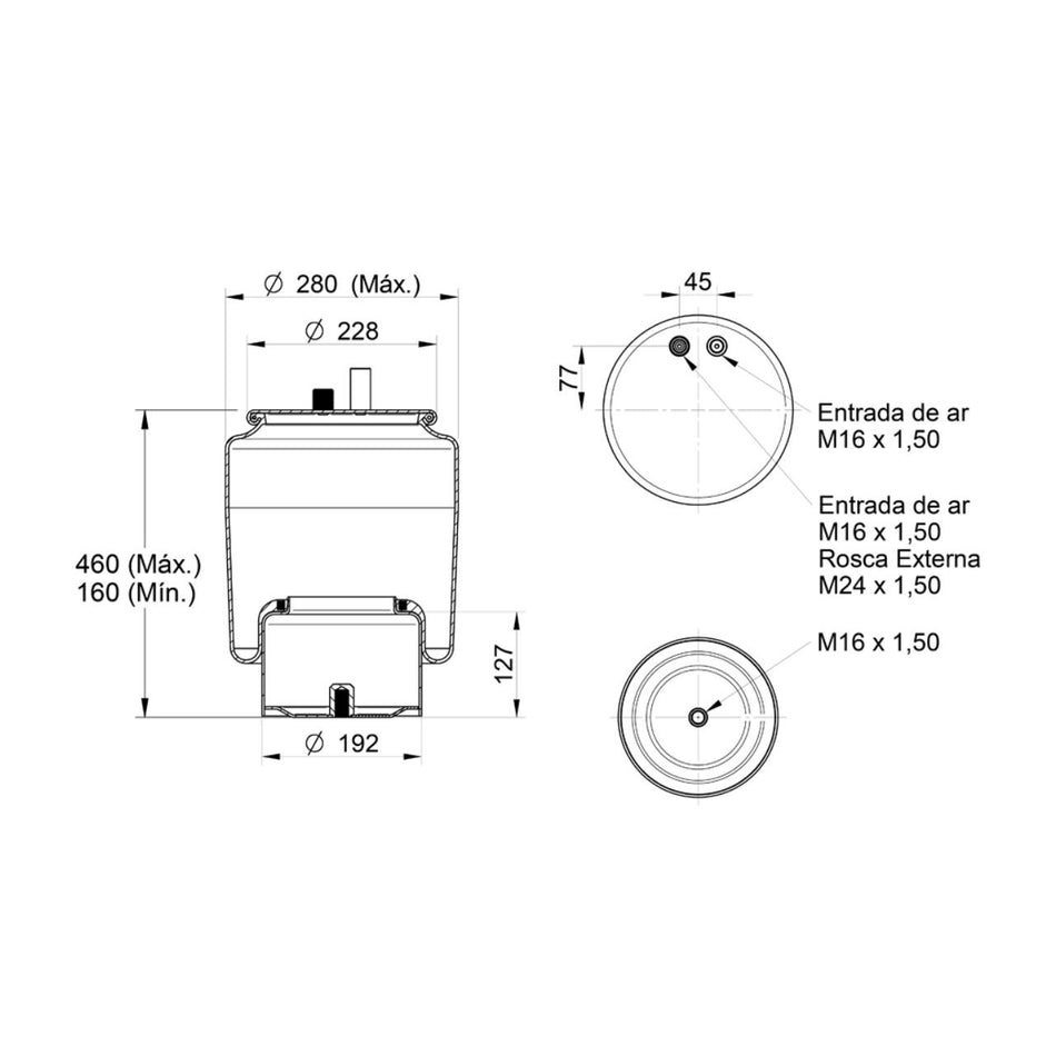 Mola Pneumática Mercedes Axor Actros c/ Base e Sensor
