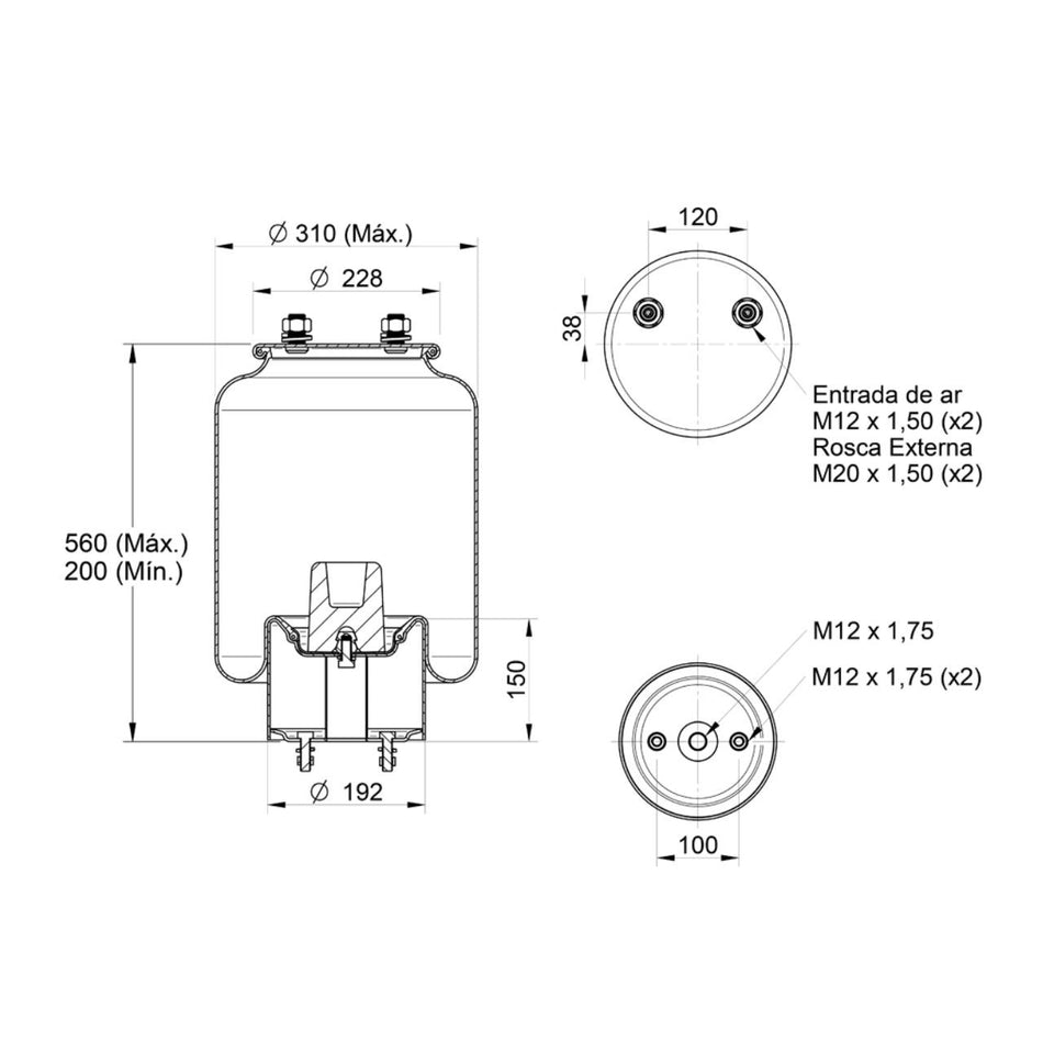 Mola Pneumática Suspensão Eixo Carreta Randon 2006+