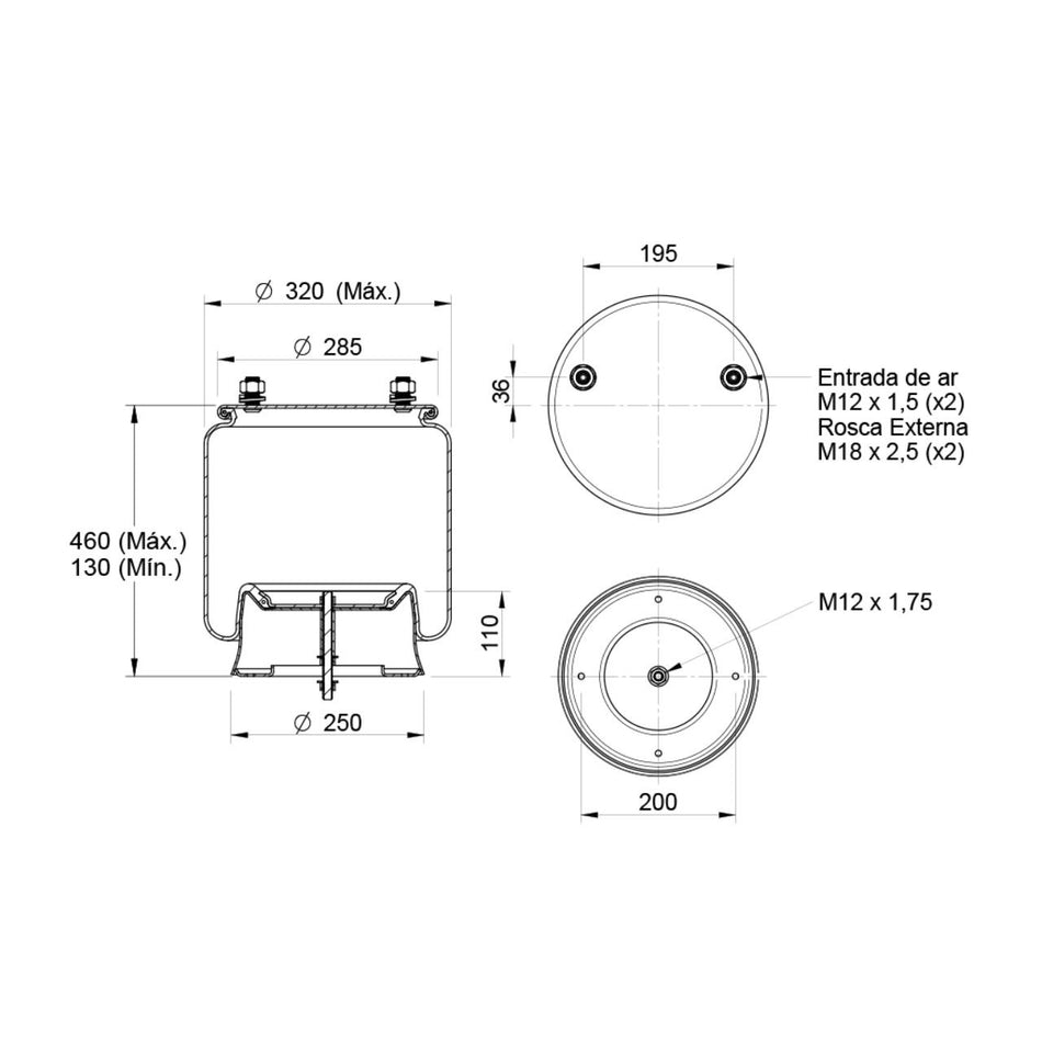 Mola Pneumática Suspensão Eixo Carreta Randon TAS Trailer