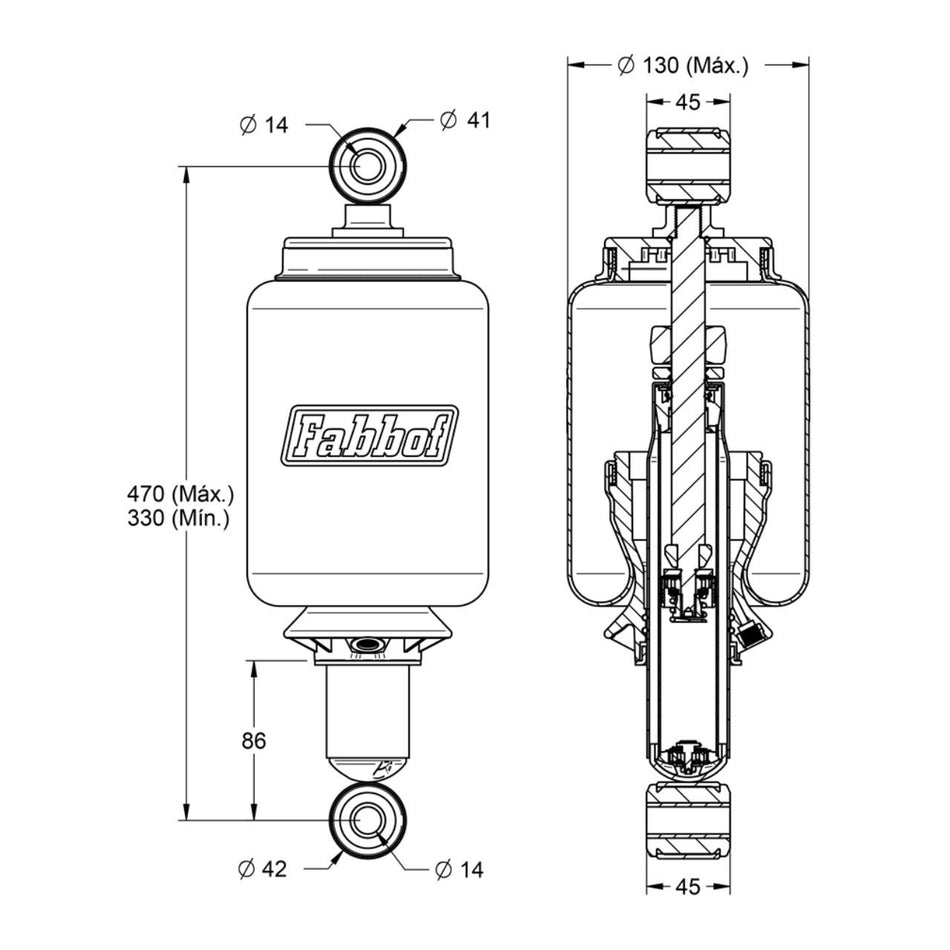 Mola Pneumática Cabine Volvo FH 2015-2020 Traseira