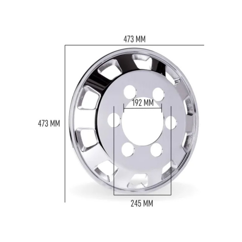 Calota Dianteira Bright Truck Aro 17,5 Cubo Maior Cromada