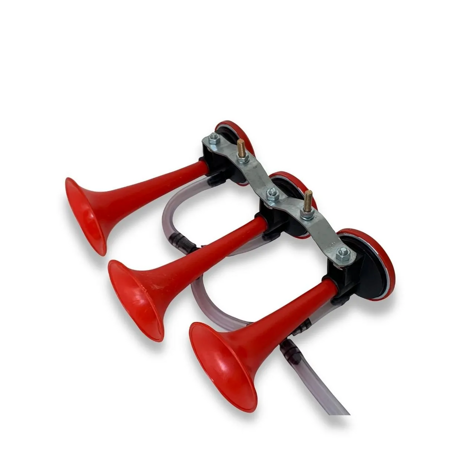 Buzina Tripla Vermelha Caminhão - Sem Válvula Solenoide