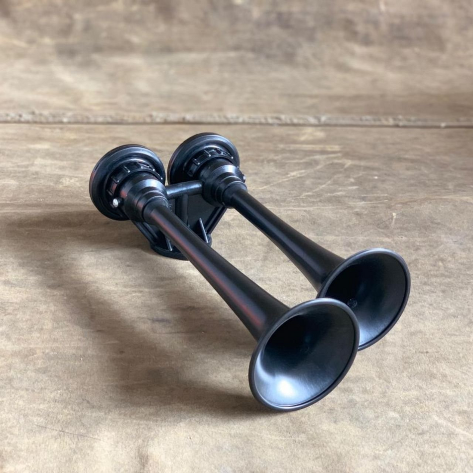 Buzina Dupla a Ar Plástico Preto - Regulagem Intensidade