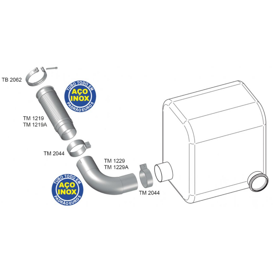 Tubo Flexível Escape 4.1/2" MAN TGX 2017/2020 Euro 5 Inox