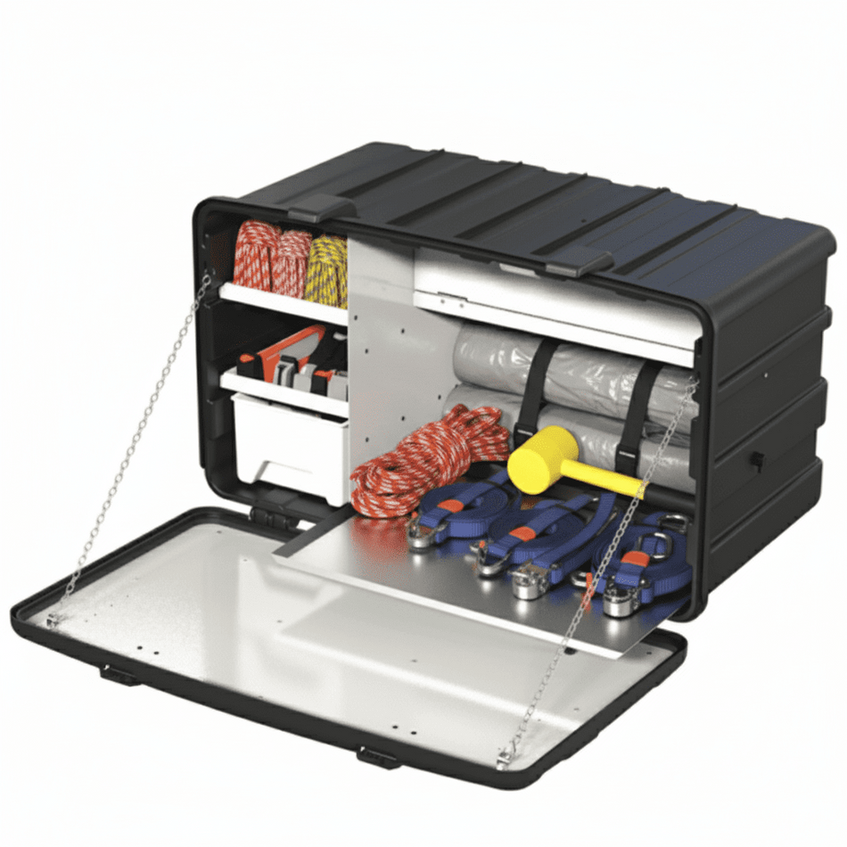 Caixa de Ferramentas Caminhão 1,10m 360L Tampa Inox