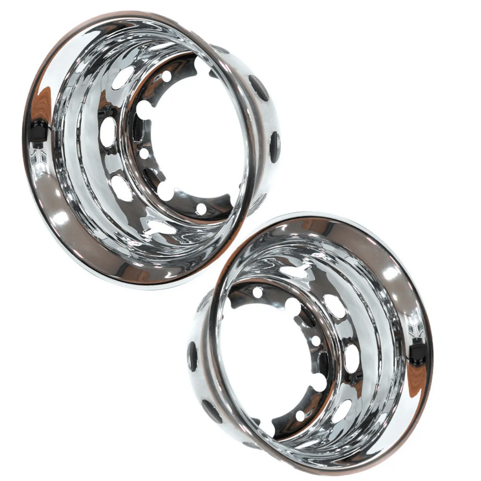 Calota Inox Traseira Aro 22,5 Pneu 275 Furo Oval - Par