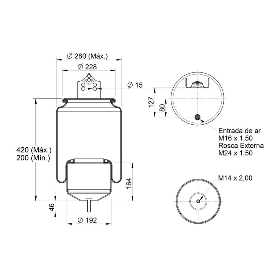 Mola Pneumática Volvo FH 2004-2014 Ø240mm com Base