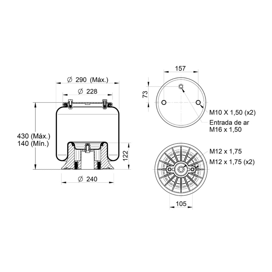 Mola Pneumática Suspensor Eixo Scania S4 S5 Completo