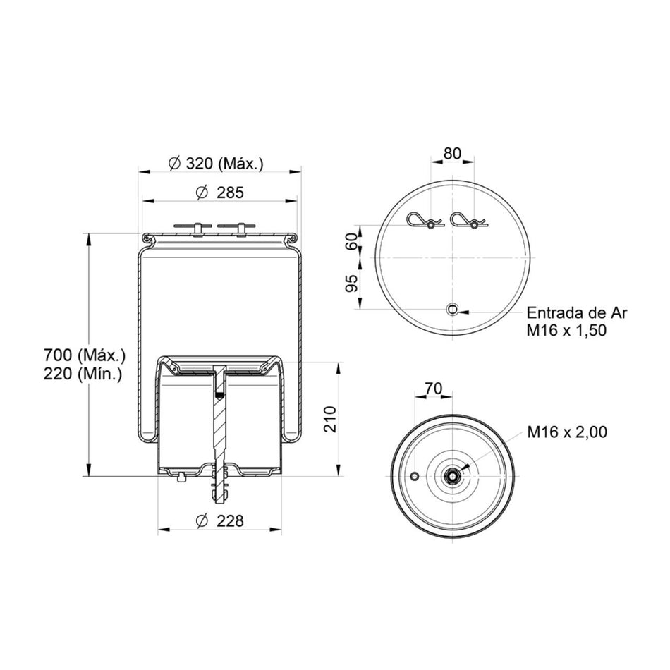 Mola Pneumática Scania P S4 S5 NTG com Base Completa