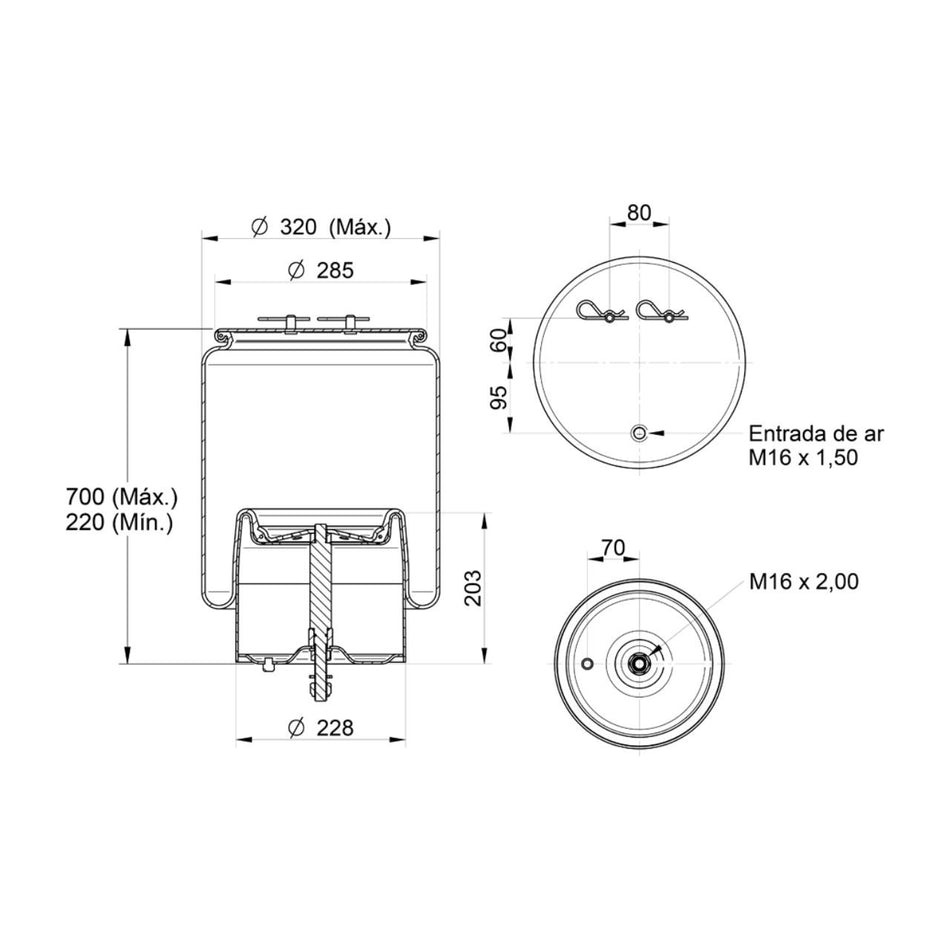 Mola Pneumática Scania P Eixo Traseiro Base Profunda