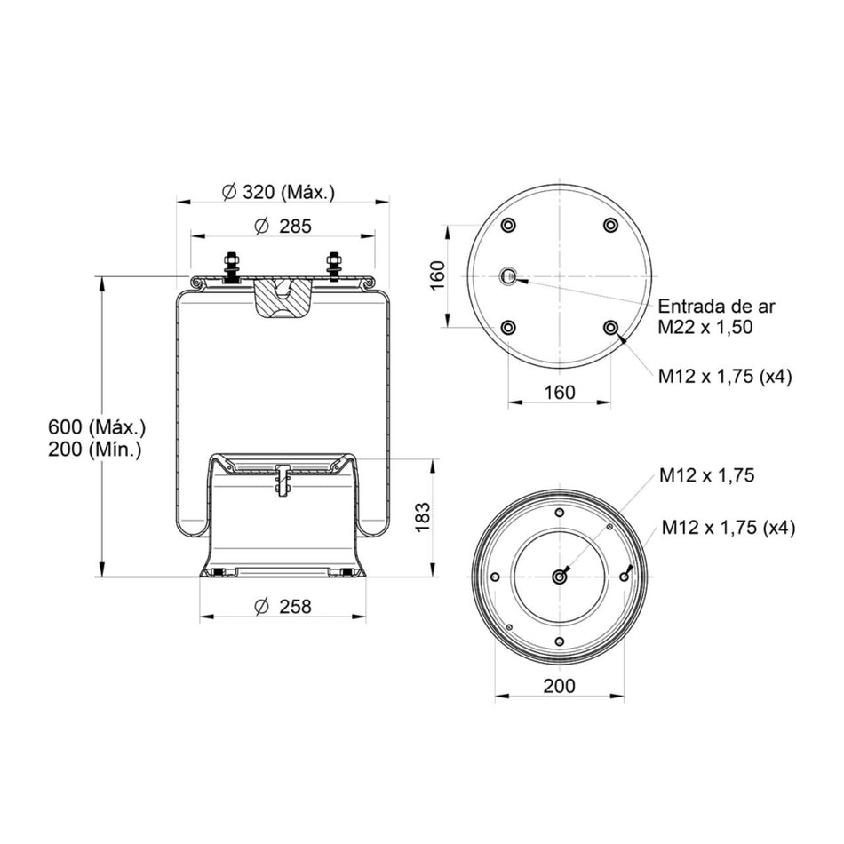 Mola Pneumática Suspensão Eixo Carreta Silpa Completa