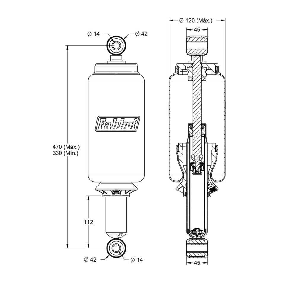 Mola Pneumática Cabine Traseira Volvo FH 2004 a 2014