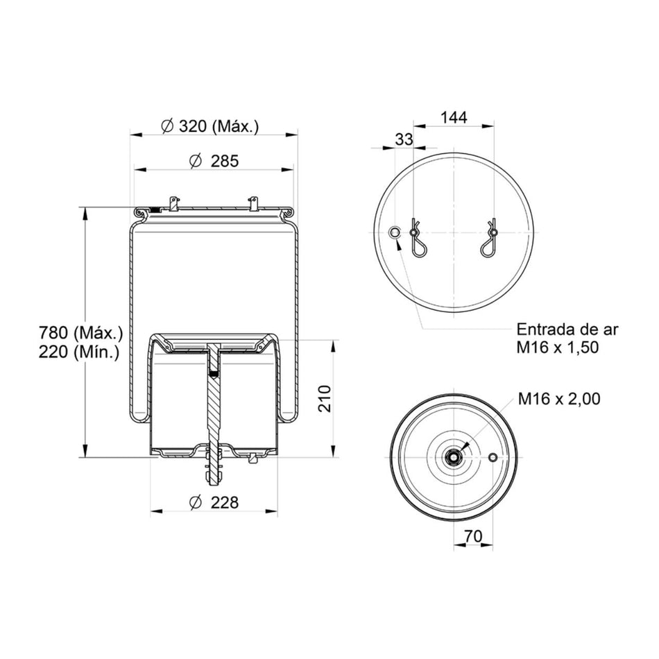 Mola Pneumática Scania S4 S5 G R até 2009 com Base
