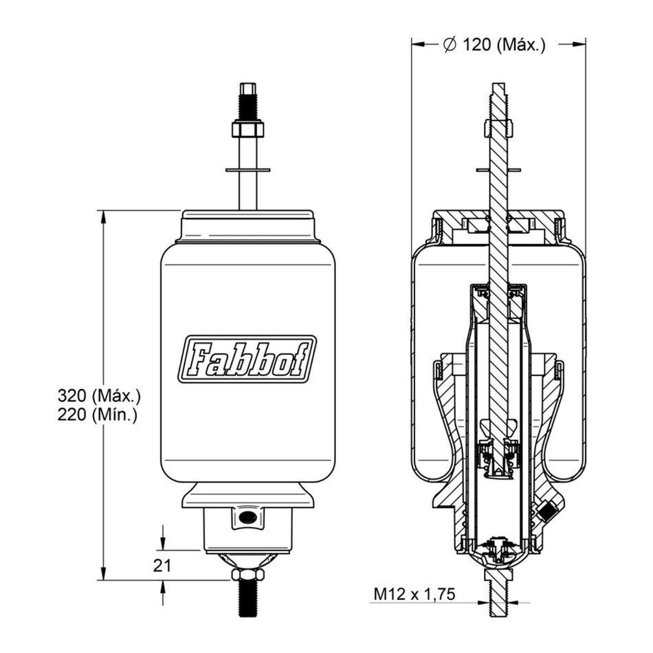 Conjunto Molas Pneumáticas Cabine Scania S4 T Traseira