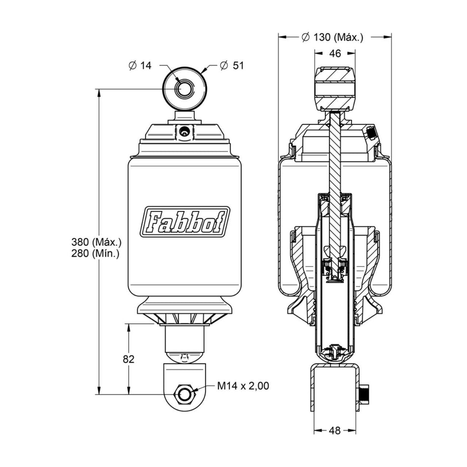 Mola Pneumática Cabine Scania R Highline 2012-2018 Dianteira