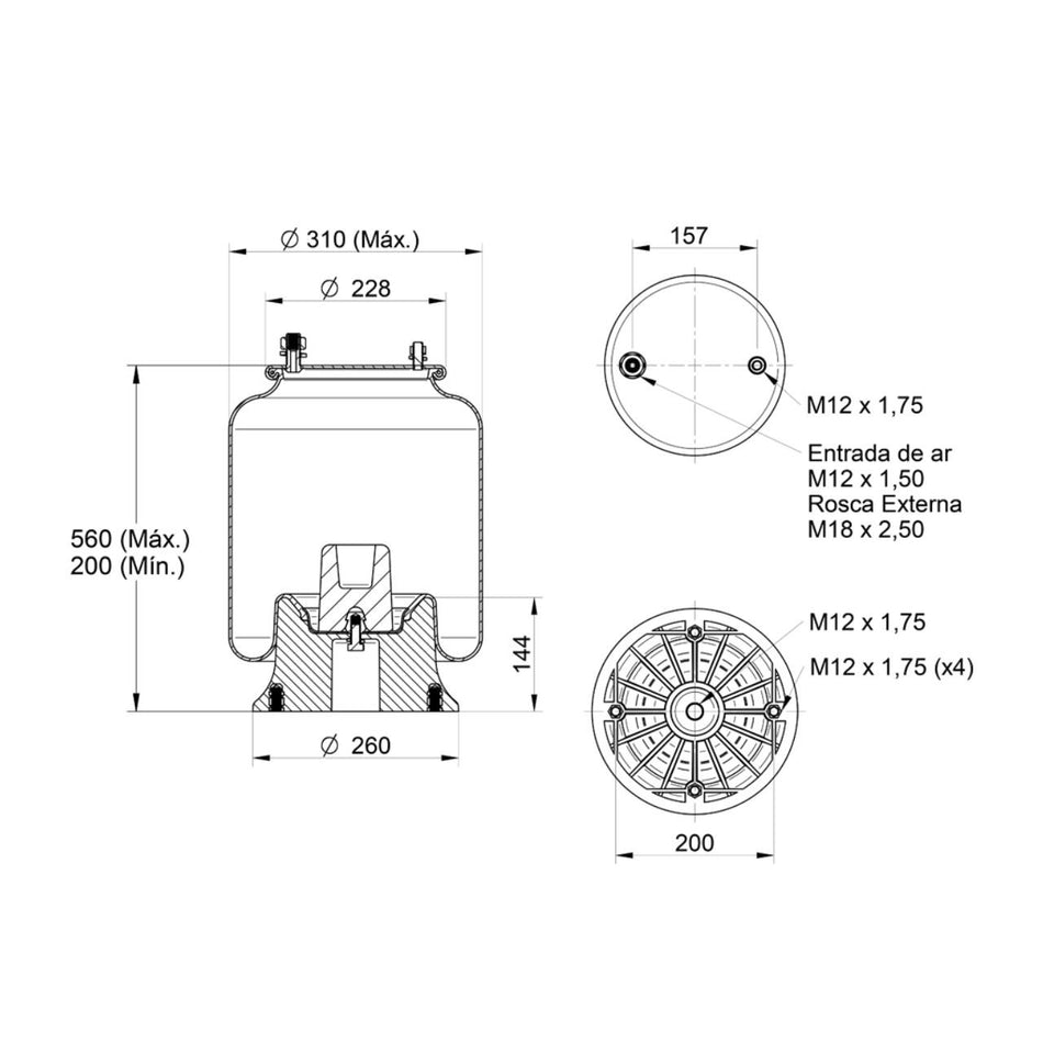 Conjunto Molas Pneumáticas Carreta Guerra 2007 em Diante