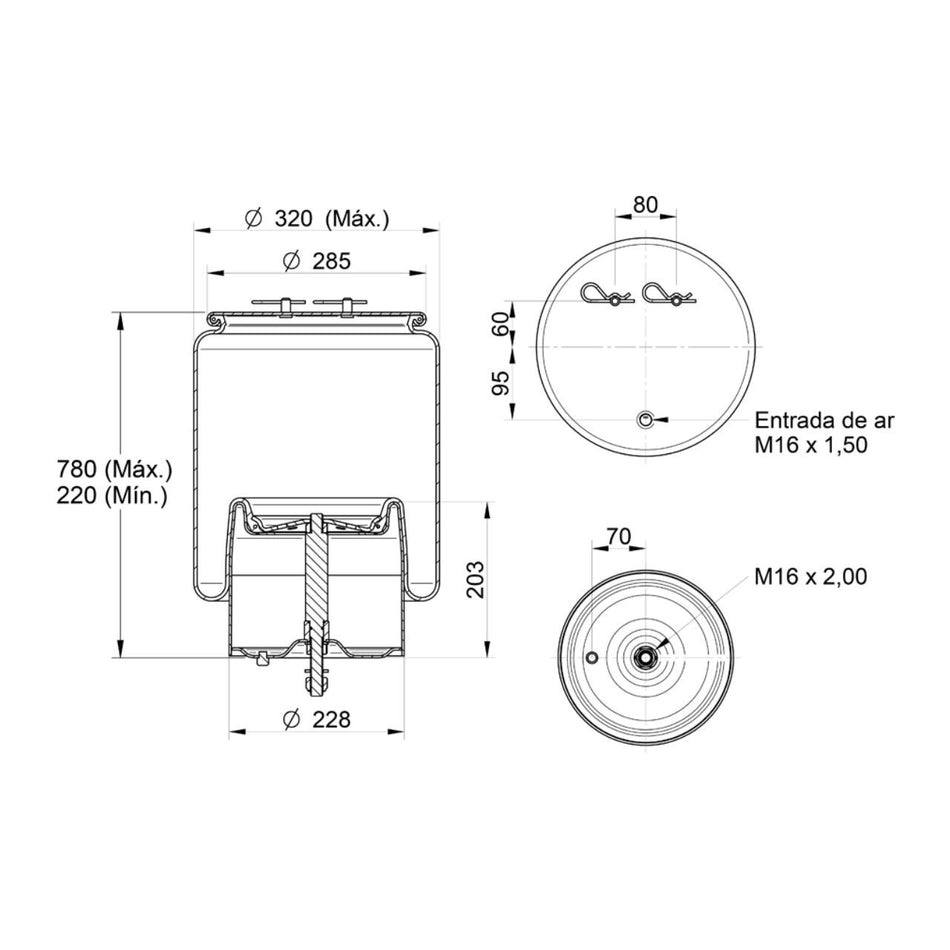 Mola Pneumática Scania G R Suspensão Base Profunda