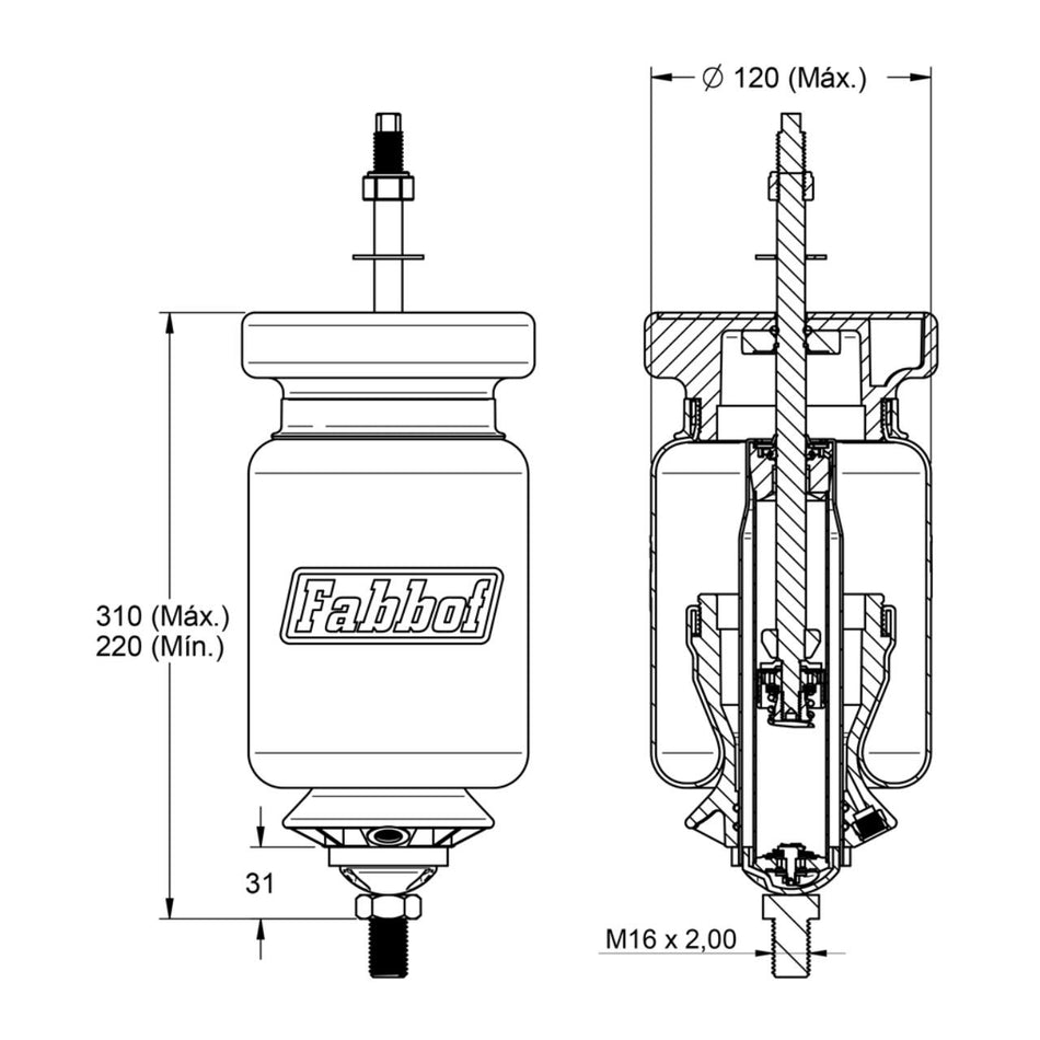 Molas Pneumáticas Cabine Scania S4 R até 2003 Traseira